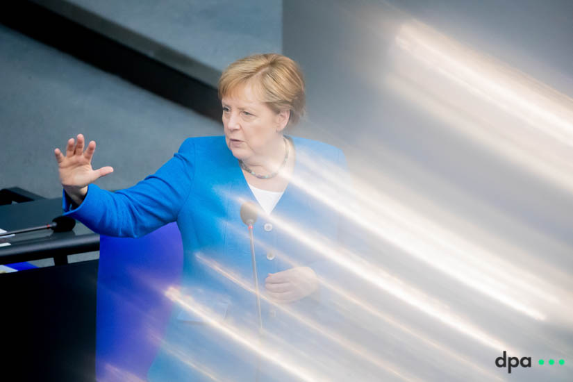 German Chancellor Angela Merkel speaks at the Bundestag