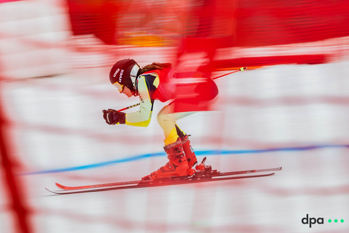Anna-Maria Rieder of Germany competes in the women’s giants slalom, standing.