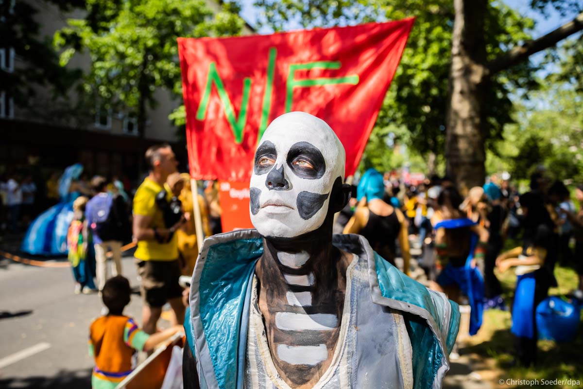 «Death» performes at the Carnival of Cultures parade in Berlin-Kreuzberg.