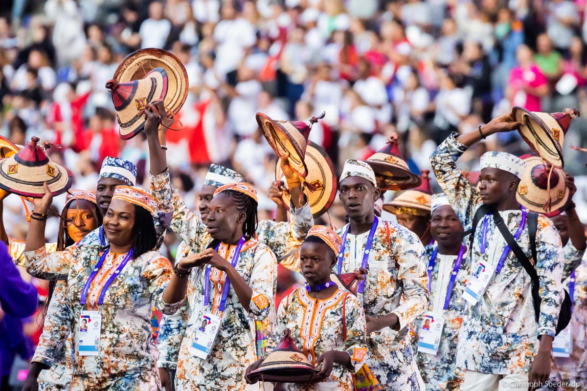 Athletes from Burkina Faso at the opening ceremony of the Special Olympics World Games Berlin 2023.