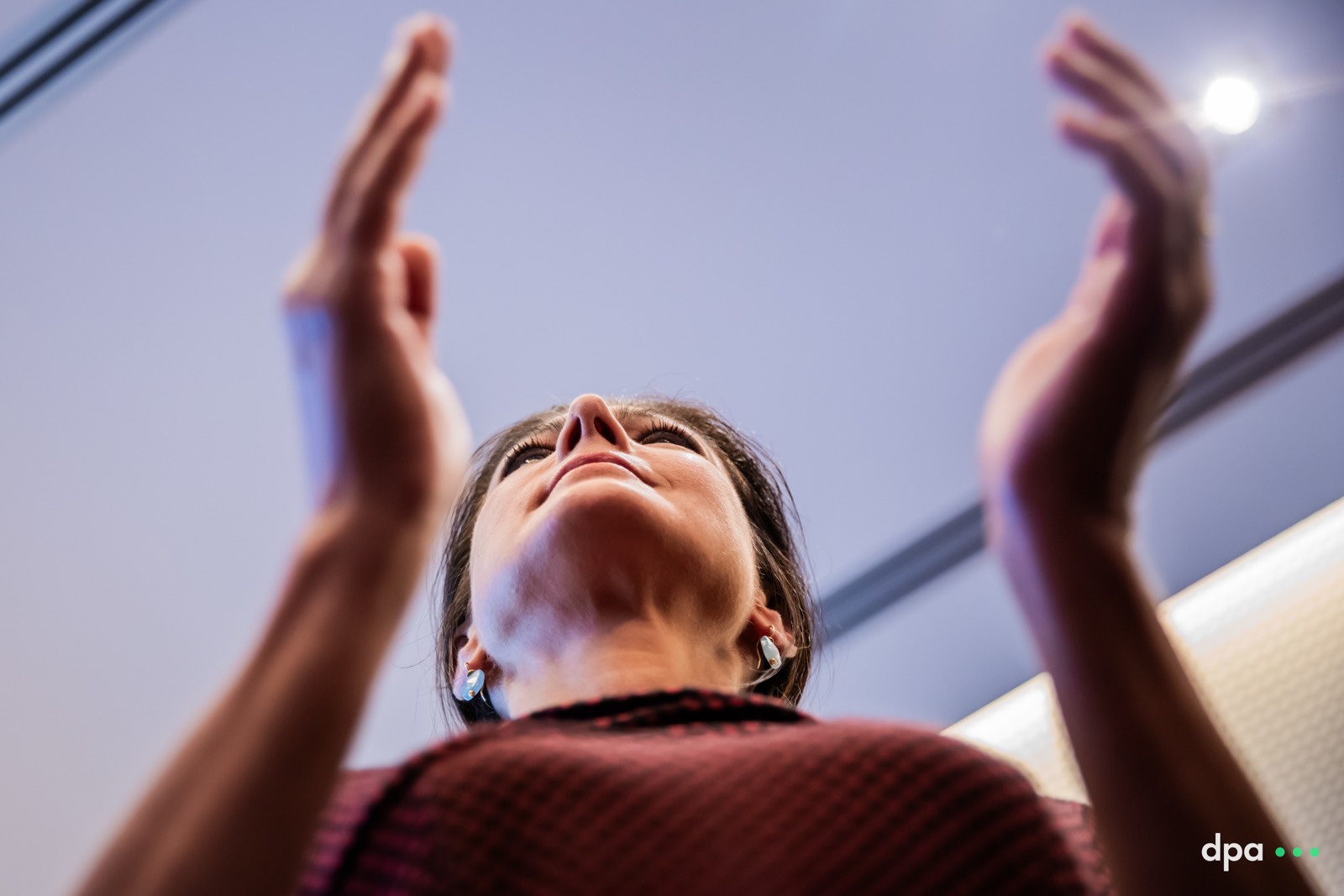 Members of the Sahra Wagenknecht Alliance (BSW) react to first projections of Thuringia State Elections at the party reception in Erfurt, Germany on 1st September 2024.